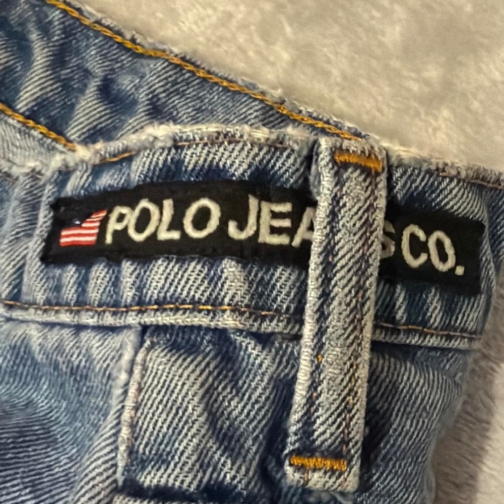 90s Vintage Polo Jeans Co. Ralph Lauren Denim Cutoff Shorts | Blue | 38 - Picture 3 of 7